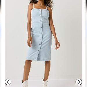 Francesca's Wendy Denim Button Down Front Sheath Midi Dress XS